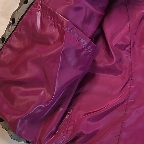 Land's End Polka Dot Black Grey Puffer Jacket XL Down Feather Insulation!! - Picture 6 of 8